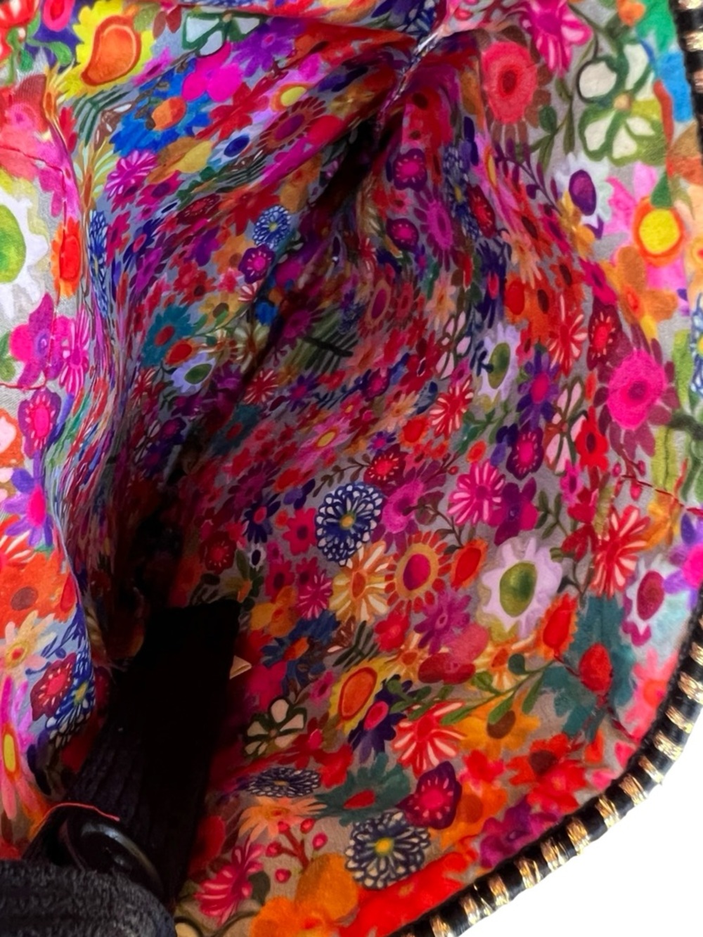 NATURAL LIFE Embroidered Black Corduroy Boho Crossbody Bag Folk Flower Purse - Picture 7 of 12